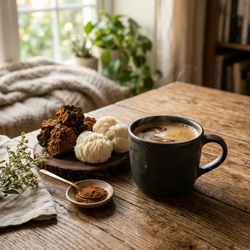 Café funcional con hongos medicinales